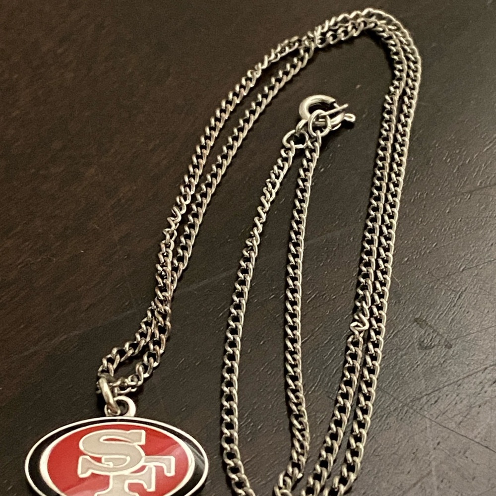 San Francisco 49ers Silver and Red Pendant Necklace